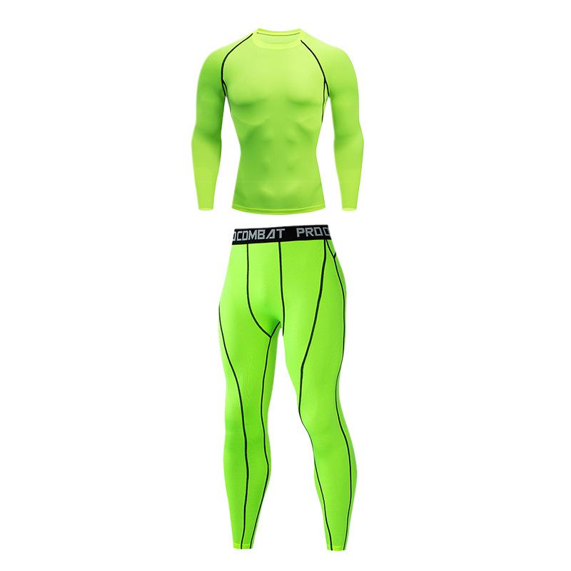 Мужской спортивный фитнес-комплект с быстрой сушкой: Дышащий топ с длинным рукавом и высокоэластичные брюки для баскетбола, бега, футбола и тренировок
