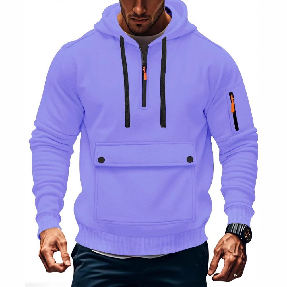 Модный инновационный свитшот Осень и Зима Мужской флисовый Свободный Большой карман Худи на большой молнии