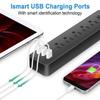 Настенная электрическая розетка с 5 не заземленными гнездами и 3 USB-портами для домашнего офиса, длина шнура 1,2 м