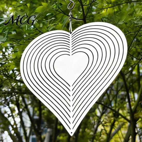 Wind Spinner Outdoor Stainless Steel Reflective Spinners Garden Decor, Sparkly Chime, Decorative Metal Art Yard Patio Farm Heart Gifts for Mom, Women