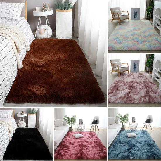 Fluffy Floor Mat Plush Area Rug with Non-slip Backing Shaggy Fuzzy Bedroom Carpet Bedside Rug for Nursery Playroom Living Room Dorm