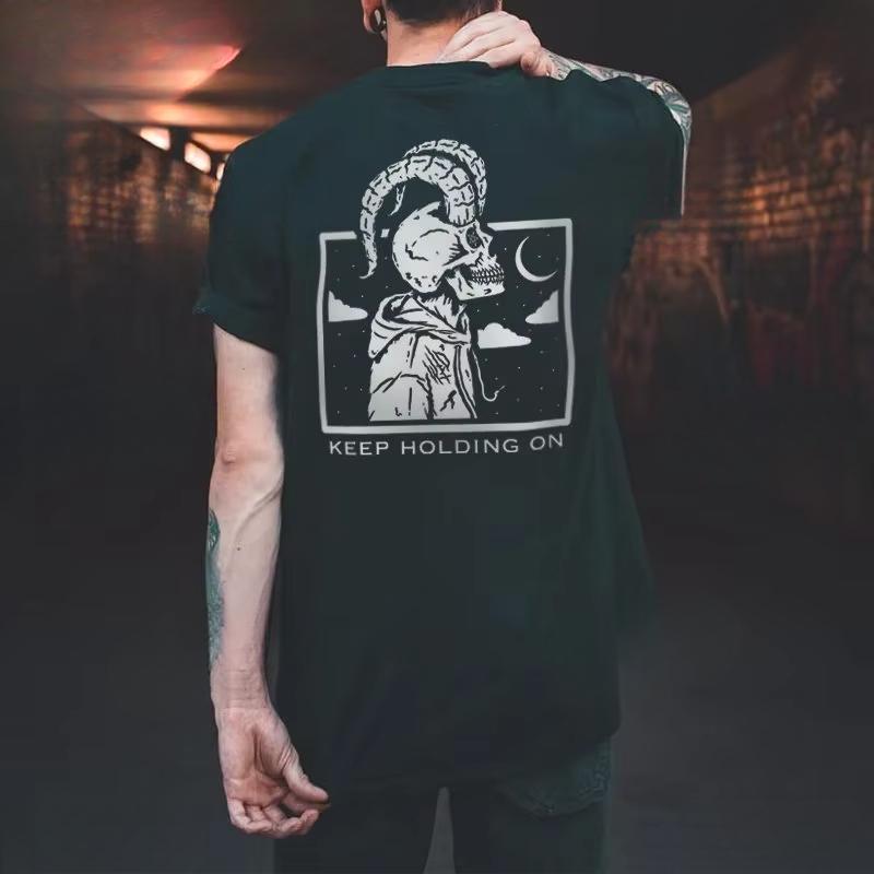 2026 Cool Biker Drinking Beer Skull Graphic Men Cotton Tshirts Summer Punk Rock Clothes Halloween Party Tshirt