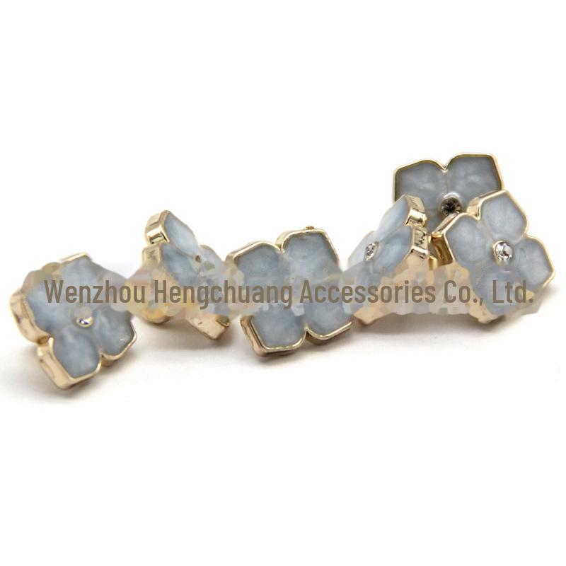 Four-Leaf Clover Flower Zinc Alloy Shirt Buttons (Oil-Dot Design)