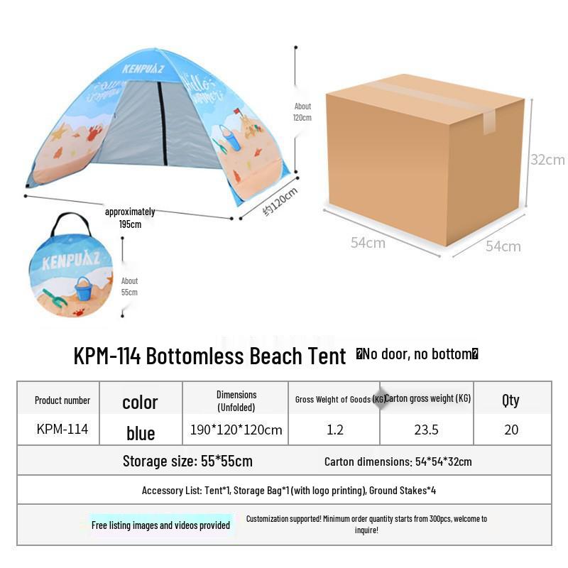 Kids' Quick-Open Beach Tent: Folding, Ultra-Portable Outdoor Camping Gear