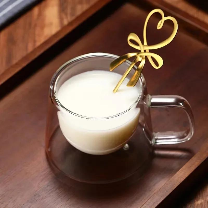 Двойные стенки Стеклянная прозрачная термостойкая чашка для кофе эспрессо в форме ромба для домашнего завтрака молока сока чая чашки для напитков