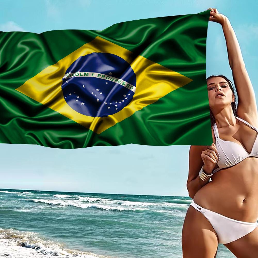 Brazil Brazilian Flag Big Microfiber Beach Towels Quick Dry Towel Sand Beach Towels Pool Towel For Travel Swim Pool Yoga