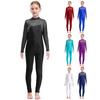 Kids Girls Long Sleeve Shiny Rhinestone Hollow Back Skating Leotard One Piece Gymnastic Jumpsuit
