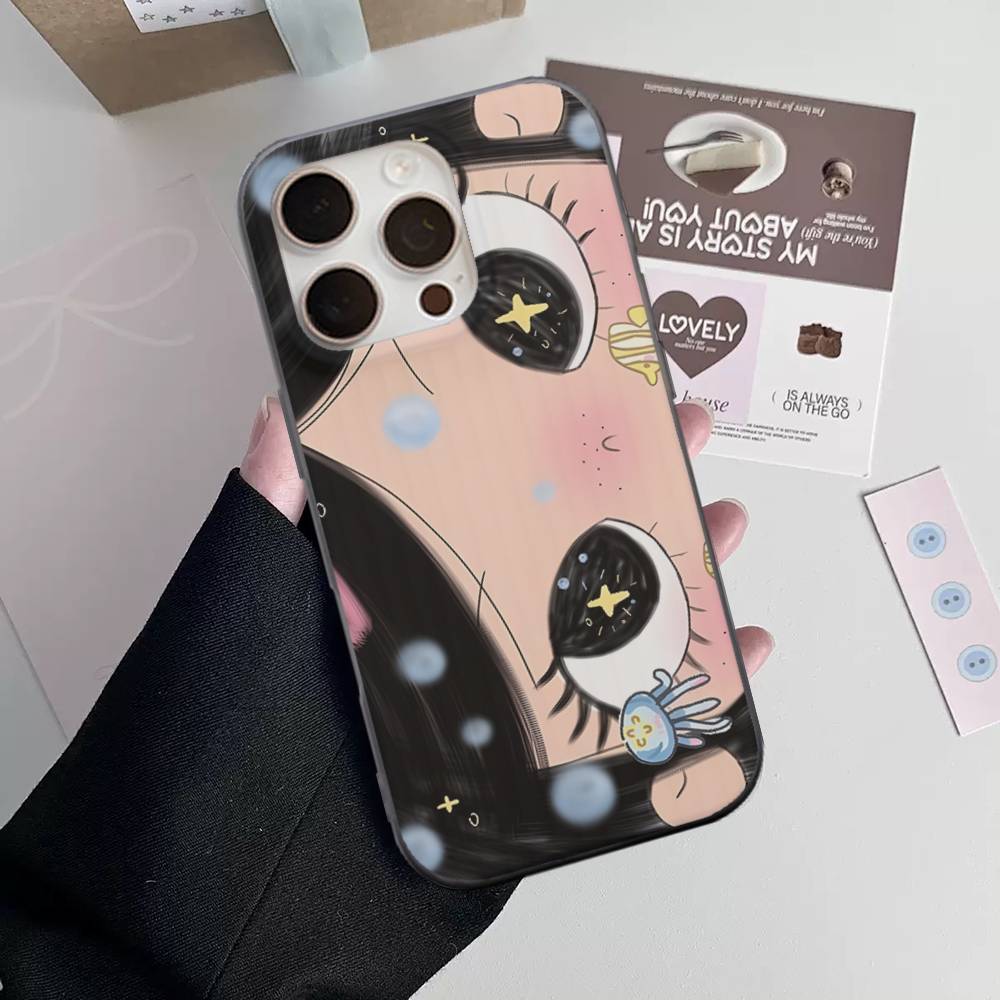 Комиксная Девушка Для IPhone 17 16 15 Plus Pro Max 12 14 Plus 11 13 Волна Гофрированная Полоска Funda Чехол для Телефона