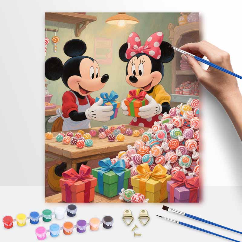 Disney Цифровой набор для рисования «Магазин сладостей Микки и Минни Маус». ручная работа DIY painting украшение дома подарки