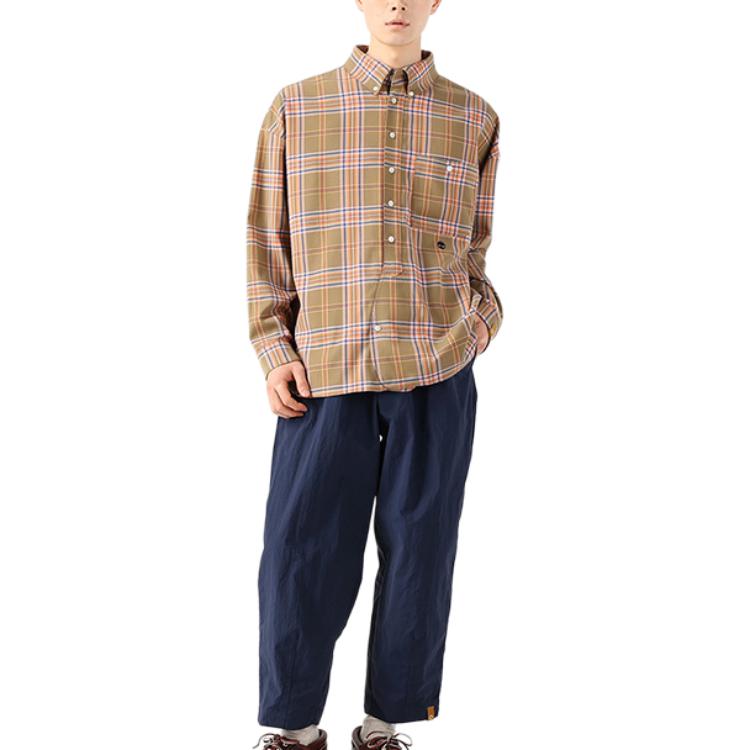 Timberland SS24 Tokyo Design Collective Удобная простая свободная рубашка с длинным рукавом унисекс-рубашки цвета хаки A64FBA97