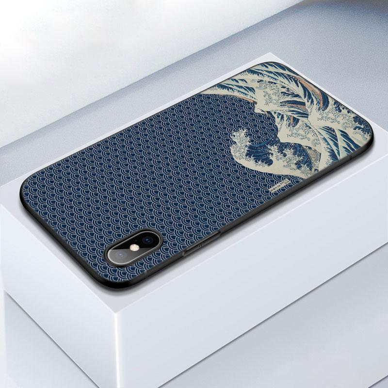 Japanese Wave Anime Dragon Phone Case For Apple iPhone 12 13 Mini 11 Pro Max XR X XS MAX 8 7 6S 6 Plus SE 5S 5 2020 Black Cover