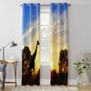Sunset Giraffe The Scenery Windows Curtains Living Room Bedroom Window Treatments Household Kitchen Curtains