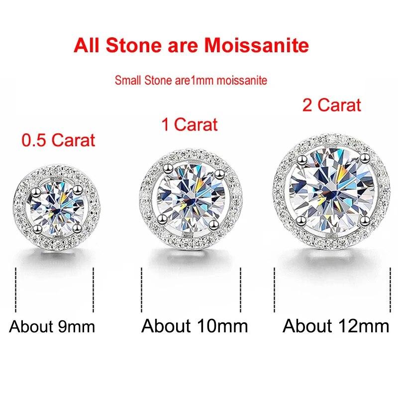 Женские серьги-гвоздики с настоящим муассанитом и полными камнями, женские серьги-гвоздики из стерлингового серебра с платиновым покрытием, блестящие лабораторные бриллианты, свадебные украшения