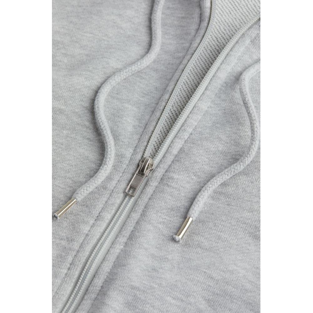 Толстовка с капюшоном на молнии HM Regular Fit Light Grey Melange