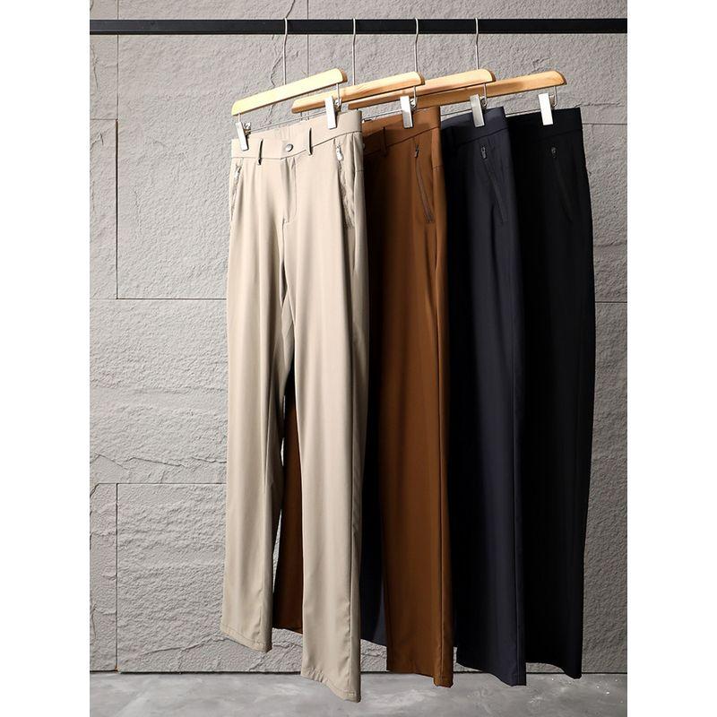 Outdoor Quick-Dry Cool Elastic Straight-Leg Business Casual Pants for Men, Summer Thin Style, Export Men's Pants with Drape Effect, Long Pants