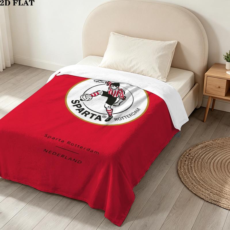 Sparta Rotterdam Print Flannel Blanket, High quality Comfortable for All Seasons, Home Decor, Warmth and Comfort, Perfect for Christmas Gifts