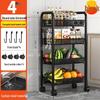 4-ярусная кухонная стойка для хранения из углеродистой стали на колесах