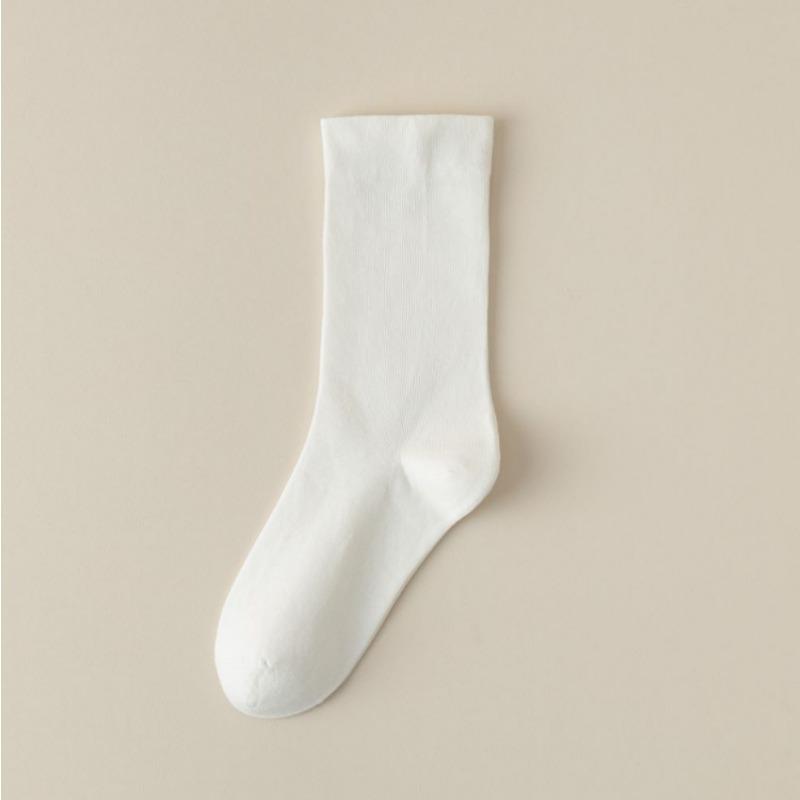 5 пар однотонных хлопковых носков средней длины, трикотажные свободные длинные мягкие повседневные носки на весну и осень, черные, белые, дышащие женские носки