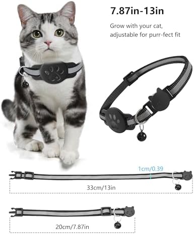 Mini Cat GPS Tracker No Subscription Required, Built-in App for iOS & Android, Route Display, Reflective Cat Collar, IP68 Waterproof