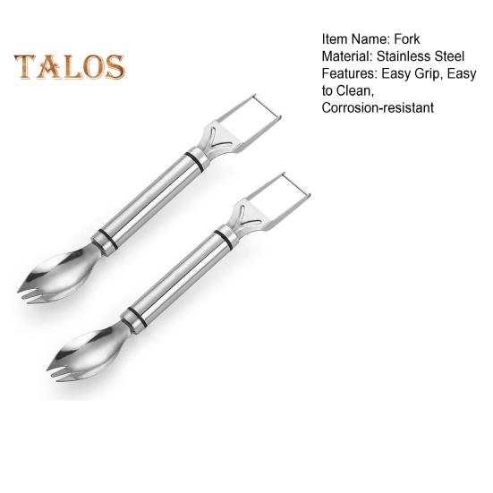 1/2Pcs Watermelon Fork Slicer Stainless Steel 2 In 1 Cutter Round Fork Head Portable Kitchen Fruit Cutting Fork for Watermelon Chunks Cake Bread