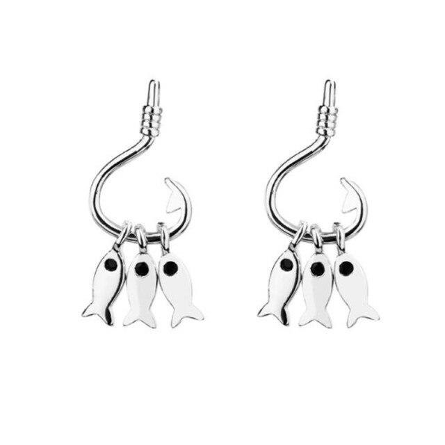 New Original Creative 925 Sterling Silver Hook Three Fish Stud Earrings For Women Girl Piercing Earings Jewelry E416