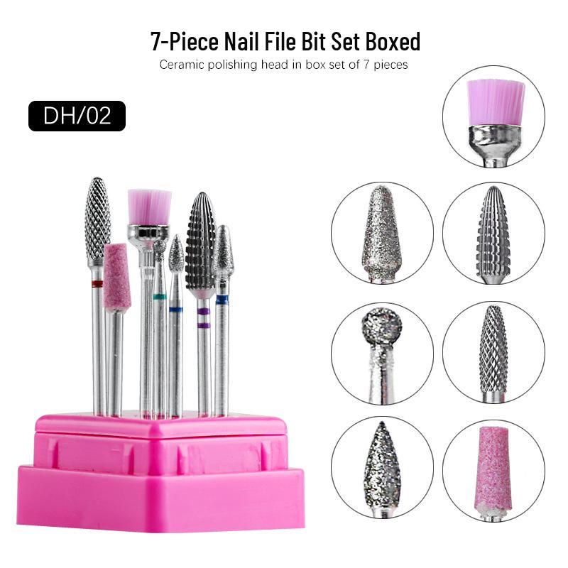 Набор из 7 керамических фрез для ногтей: Сменные насадки для электрической пилки для маникюра, шлифовки, удаления ногтей и кутикулы