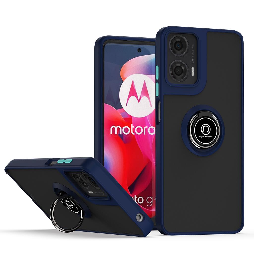 Для Motorola Moto G04 G24 Чехол с кольцом Магнитный держатель Стенд Coque Funda Ударопрочный Матовый ПК Броня Чехол для телефона