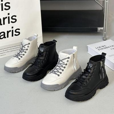 Мода 2024 Осень Зима Новые Ботильоны в Британском Стиле Круглые Ботинки На Толстой Подошве Модные Ботинки Для Верховой Езды Женщин