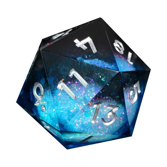 Игральные кости Liquid Core Resin Dice Sharp Edge 20-сторонние игральные кости золотисто-серебристого цвета с цифрами Многогранные игральные кости Quicksand Multi-sided D20 игральные кости для ролевой игры Реквизит для игральных костей