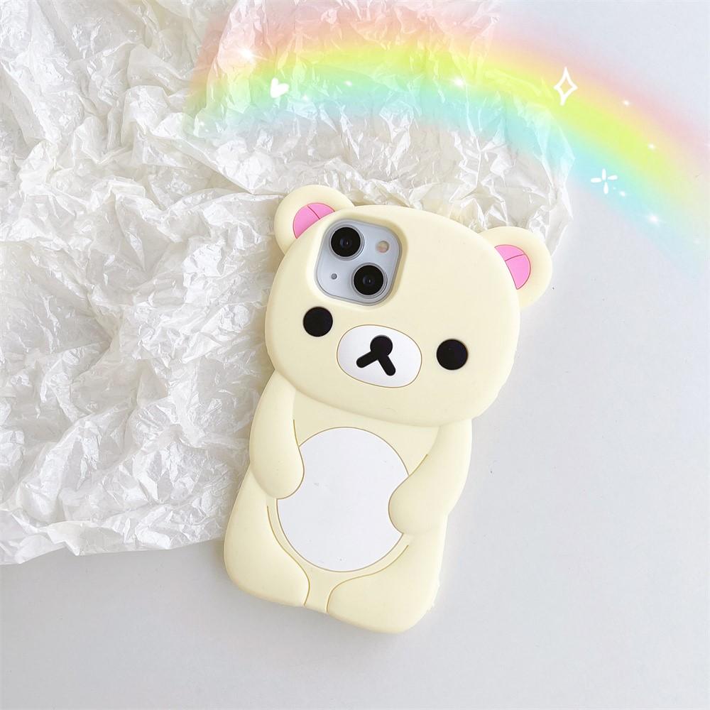 Милый мультяшный 3D чехол Rilakkuma для iPhone 16 15 14 13 12 11 Pro X XS Max XR 6 7 8 Plus Мягкий силиконовый чехол