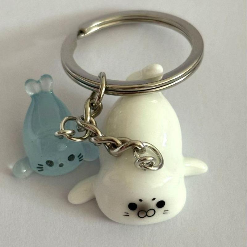 Luminous Sea Lion Keychain for Women Bag Charms Trendy Car Key Chains Cartoon Animal Key Ring Girl Friend Couple Gift