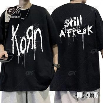Korn Music Concert Rock Band World Tour Pure T-shirt Personalized Street Versatile Summer Fashion Short Sleeved T-shirt
