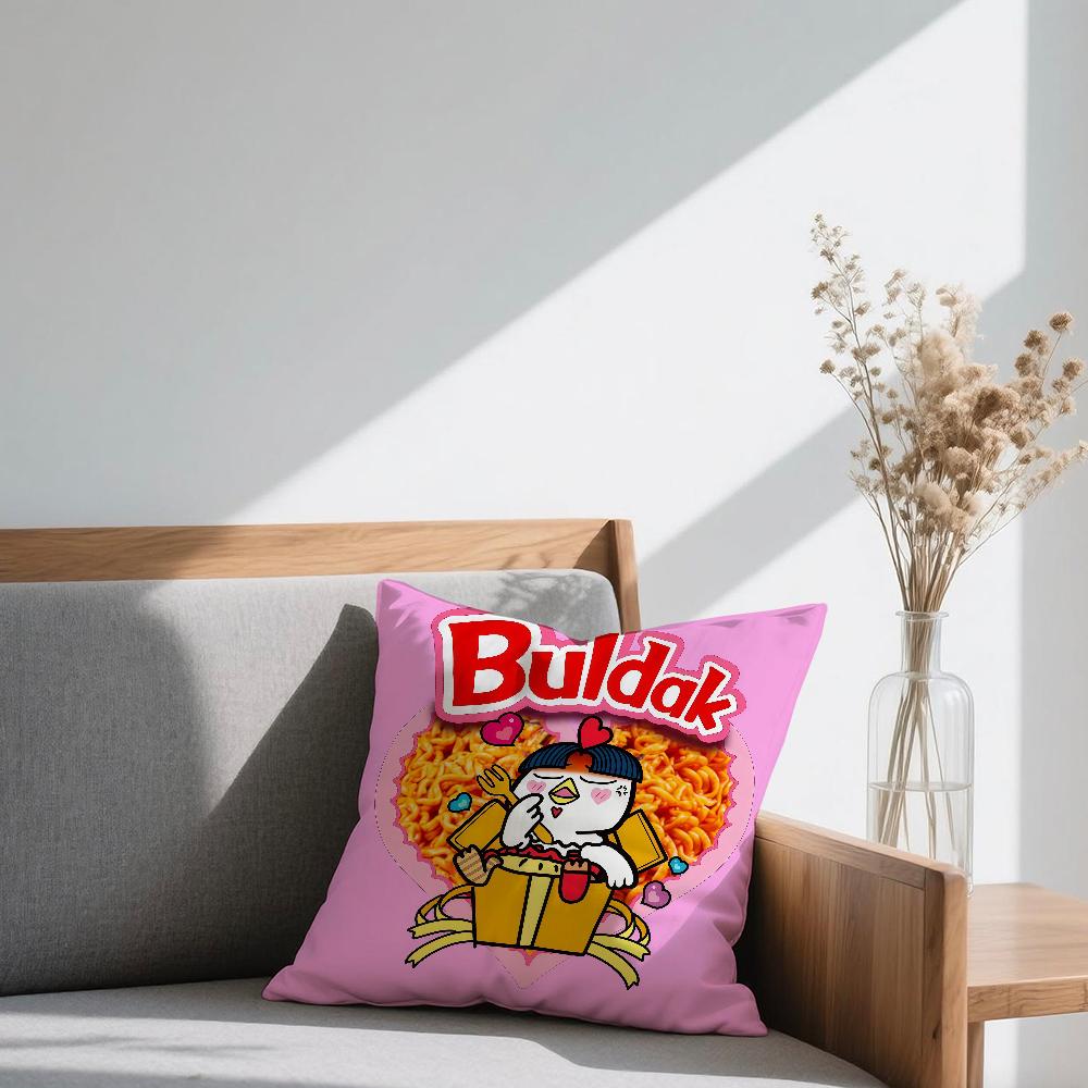 Чехол на подушку B-Buldak Ramen Квадратный чехол на диванную подушку Повседневный, приятный для кожи, удобный чехол на подушку
