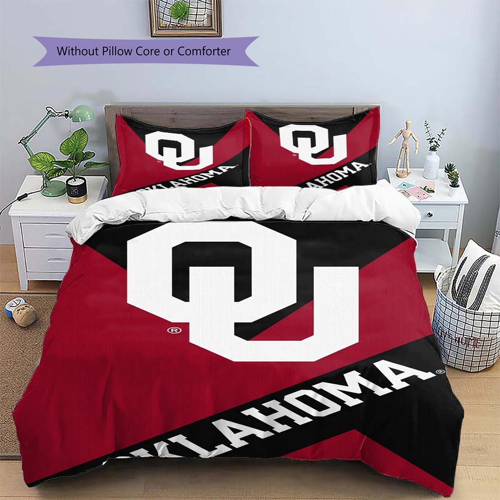 Oklahoma Sooners Pattern Bedding Set Quilt Cover Pillowcase Home Decor Gift (1 * duvet cover + 2 * pillowcase, without core)