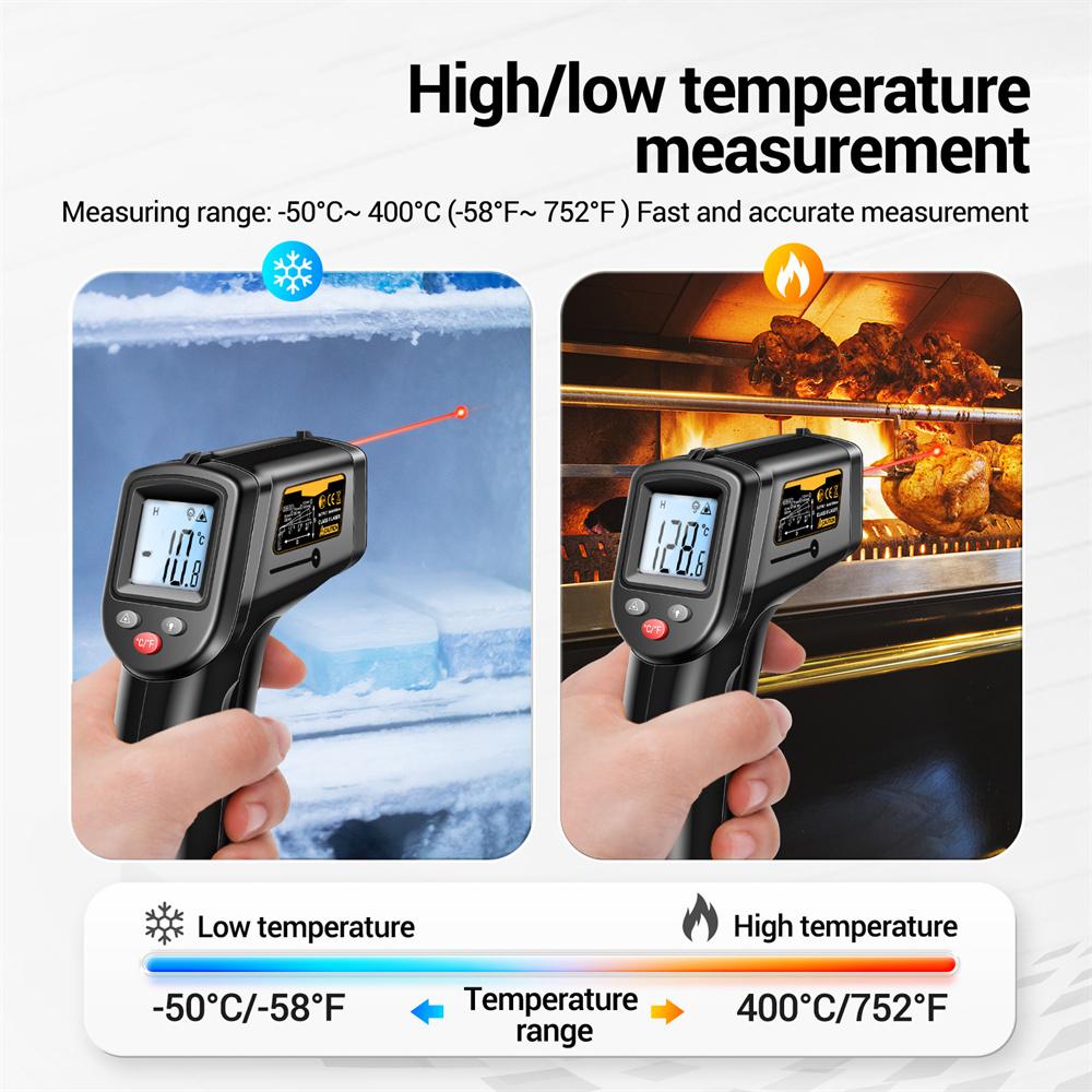 Infrared Handheld Temperature Gun -50~400℃ IR Llaser Sensor Tester Gun Industrial Thermal Imager VA Screen Meter Pyrometer Tool