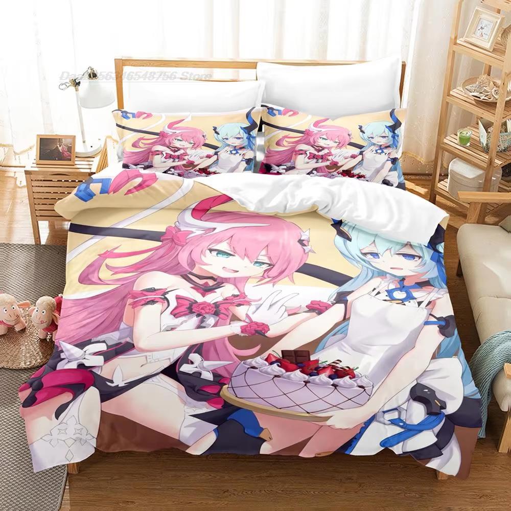 Постельное белье Honkai impact 3rd Односпальный Полуторный Двуспальный Квинсайз Кингсайз Комплект постельного белья Взрослый Детский Спальня Комплекты пододеяльников 3D-печать Каваи Аниме