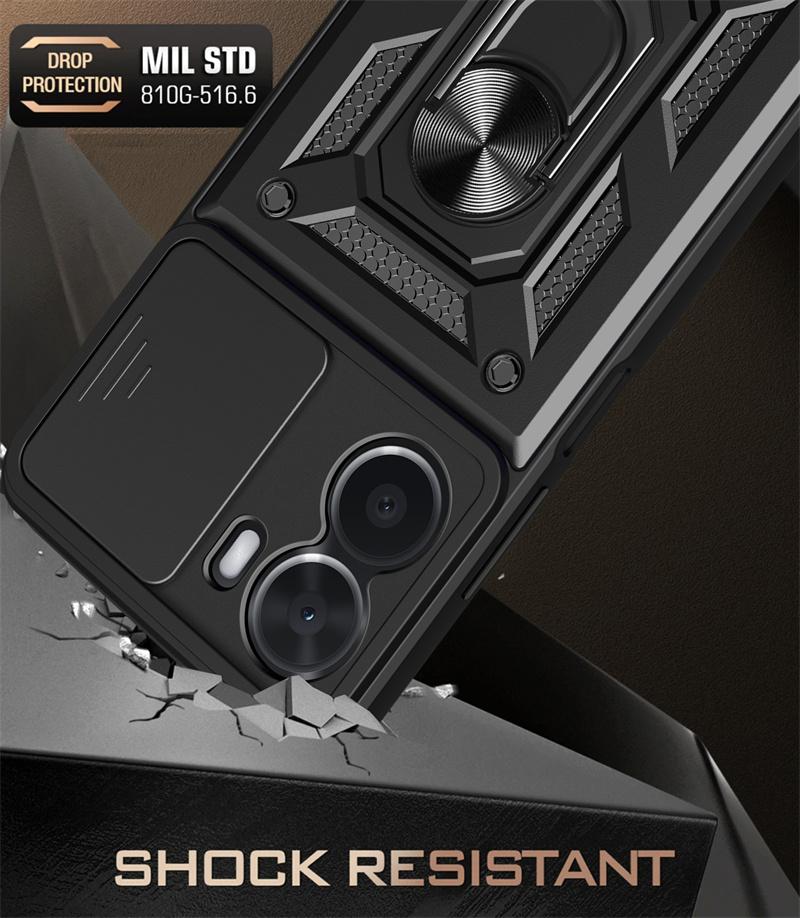 Для Vivo Y16 4G чехол магнитный держатель кольцо подставка бронированные чехлы для телефонов для Vivo Y 16 VivoY16 V2204 слайдер защитный чехол для объектива камеры