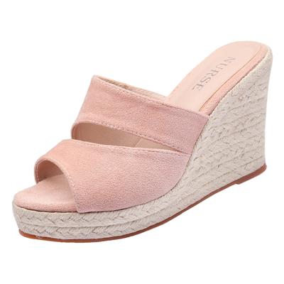 2025 топ продаж клиновидные сандалии женские летние туфли джутовая плетеная платформа высокий каблук сексуальные шлепанцы увеличивающие рост повседневная обувь