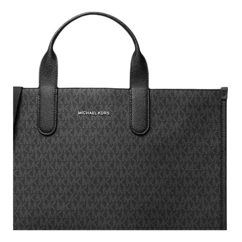 MICHAEL KORS handbag Hudson Silver Logo Classic Old Pattern Zipper Pocket Snap Button Adjustable Detachable Shoulder Strap Coated Canvas Tote Bag