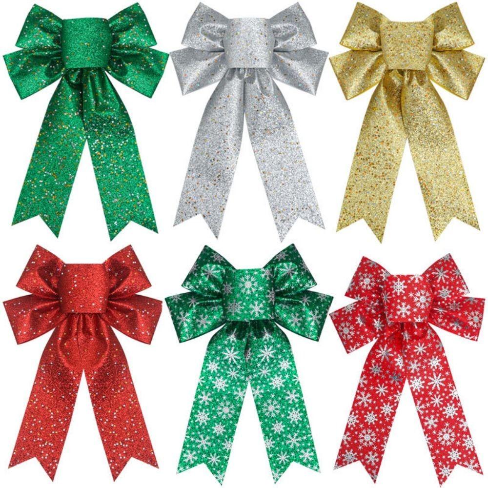 Sparkling Xmas Tree Bowknot Ornament Creative Christmas Hanging Decoration Xmas Party Supplies