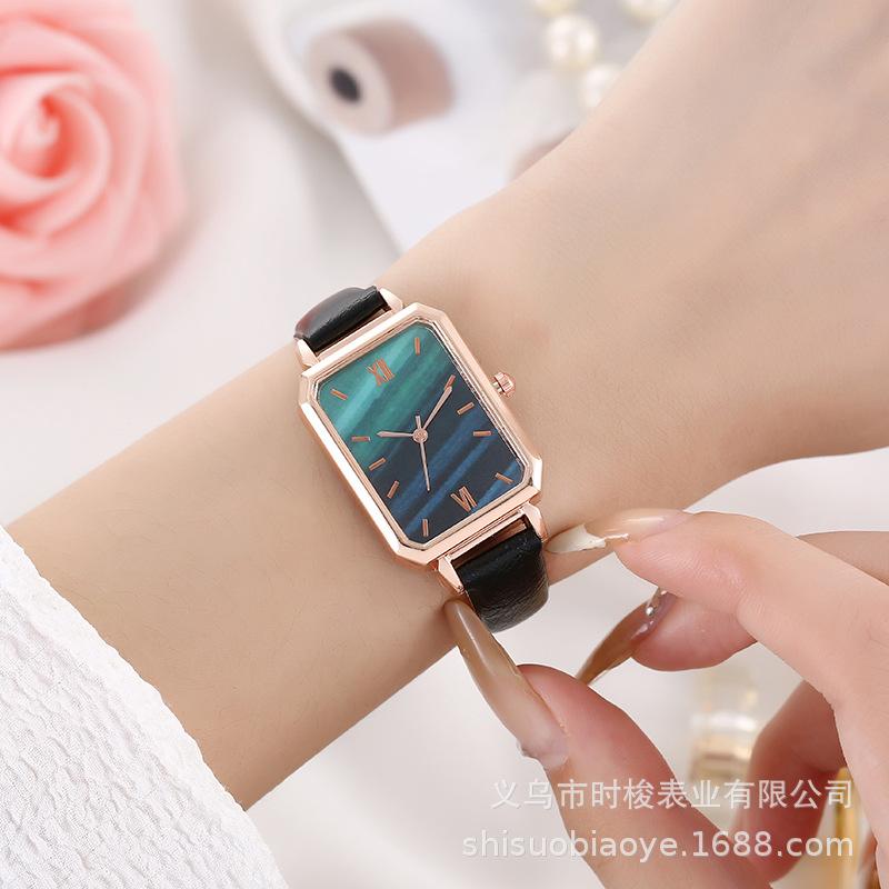 Лучшие брендовые женские часы, модные прямоугольные женские кварцевые часы с зеленым циферблатом, простые роскошные подарочные часы