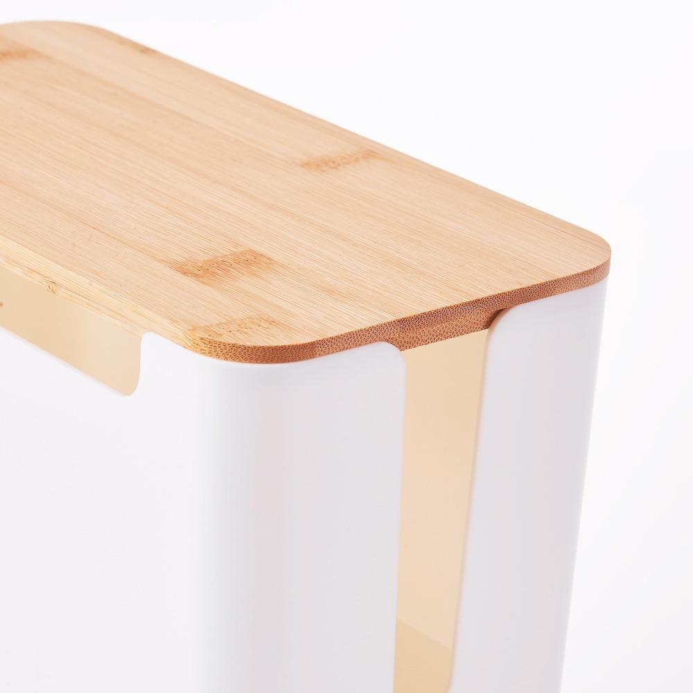 Черно-белый короб для организации кабелей с бамбуковой крышкой, органайзер для маскировки проводов для удлинителя