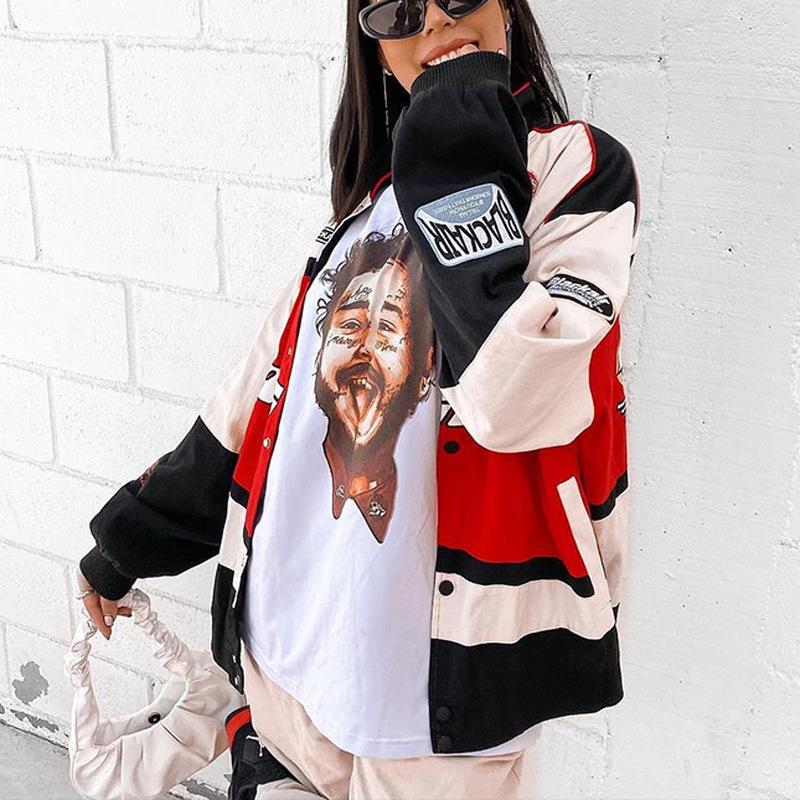 2023 Осень/Зима Спортивный Стиль Трехцветная Повседневная Куртка-Ветровка Мотоциклетная с Длинным Рукавом.