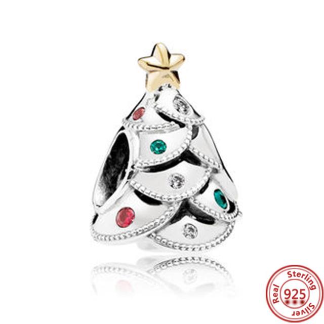 925 Silver Heart Christmas Hat Socks House Tree Apple Ice Crystal Snow Winter Beads Fit Original Charms Bracelet Jewelry