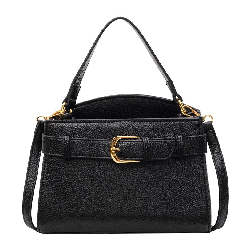 Премиальная маленькая квадратная сумка с узором личи для женщин, новая летняя модная сумка на плечо 2025 года, сумка-тоут в иностранном стиле с ремешком и пряжкой