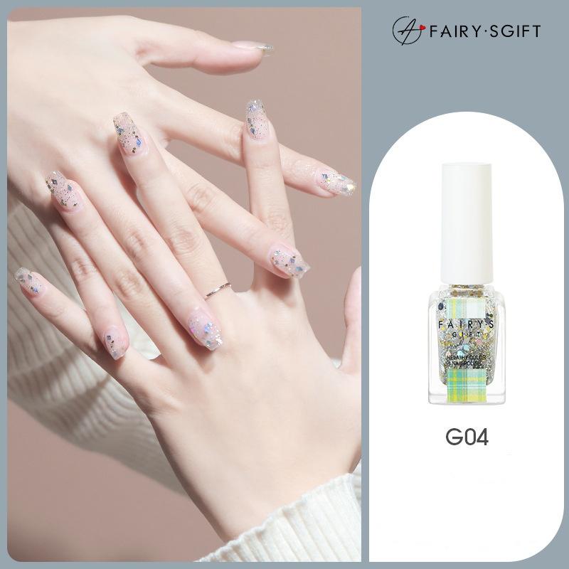 Лак для ногтей Не требует выпекания Стойкий Не отслаивающийся Быстросохнущий Телесного цвета Блестки Лак для ногтей