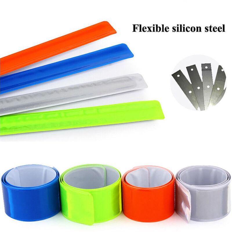 5pcs Reflective Night Safety Slap Wrap Band Ankle Leg Wrist Arm Cycling Jogging