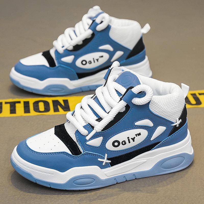 New Winter Platform Skateboarding Shoes Man Fashion High Top Casual Leather Sneakers Men Streetwear Blue Men's Skateboard Shoes