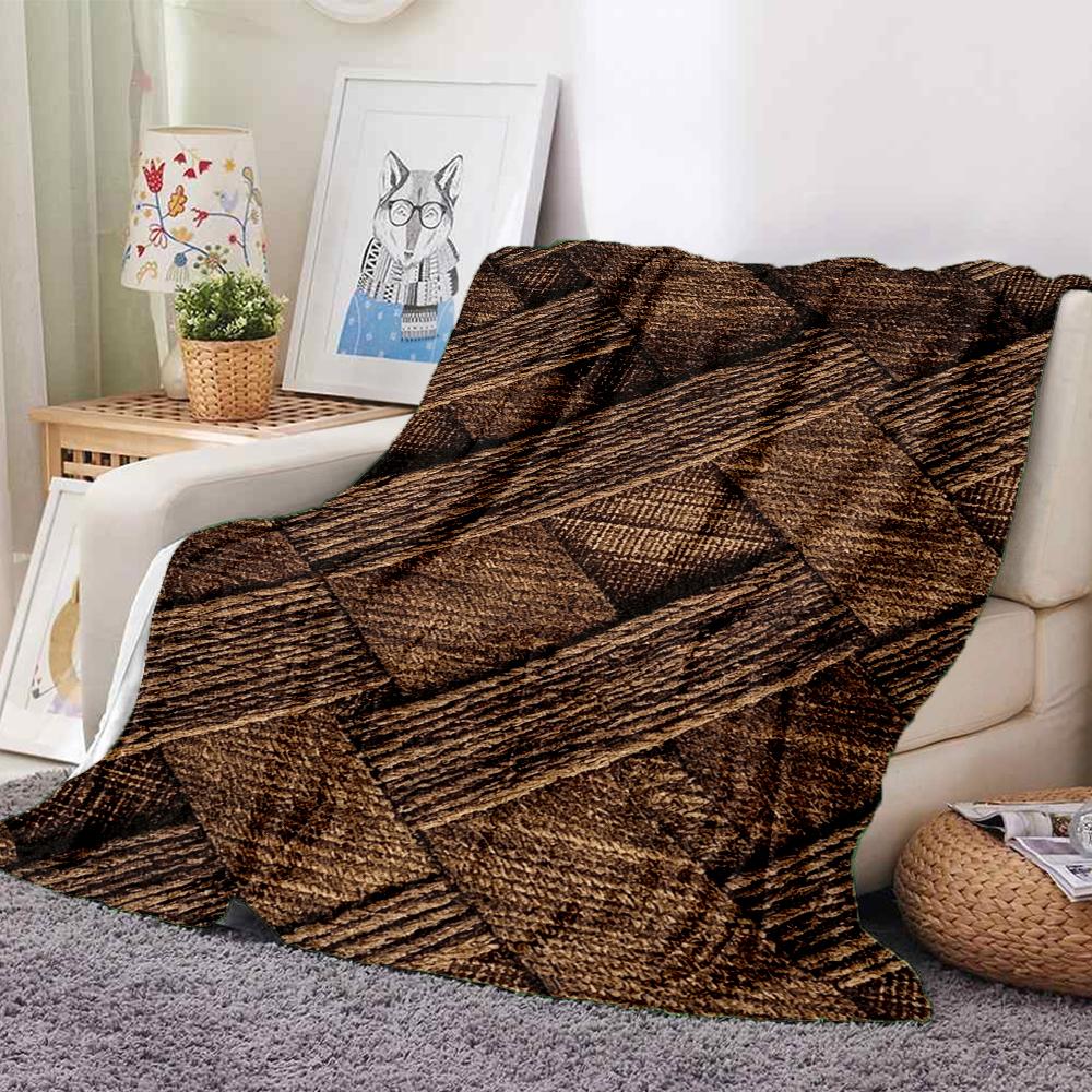 1Pc Wooden Basket Weave Blanket Soft And Comfortable Casual Warm Camping Travel Christmas Halloween Xmas Gift M928155