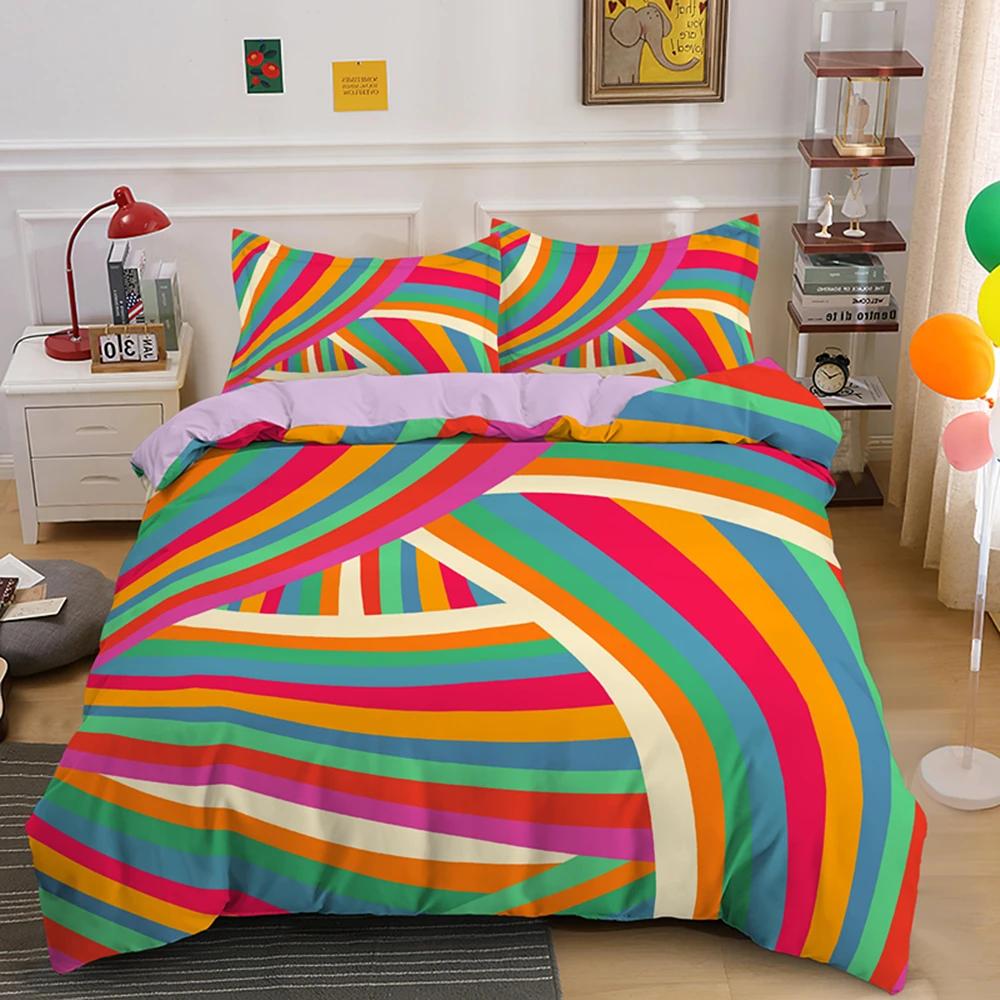 Комплект постельного белья Abstract Rainbow Colorful Queen King Single Duvet Cover Dream Polyester Sofar Covers Pillowcase Soft Bedwear